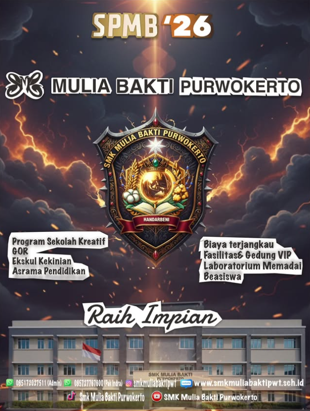 Wujudkan Masa Depanmu! Pendaftaran Gelombang 1 SMK Mulia Bakti Purwokerto TA 2026/2027 Resmi Dibuka